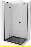 Mexen Roma sprchový kút s otváracími dverami 120 x 90 cm, transparentný, čierny + vanička Flat, čierna - 854-120-090-70-00-4070B