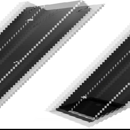 Mexen Roma sprchový kút 80 x 120 cm, grafit, chróm + sprchová vanička Flat, čierna - 854-080-120-01-40-4070