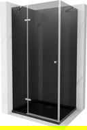 Mexen Roma sprchový kút 100 x 80 cm, grafit, chróm + sprchová vanička Flat, čierny - 854-100-080-01-40-4070
