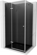 Mexen Roma sprchovací kút výklopný 120 x 80 cm, grafit, chróm + vanička Flat, čierny - 854-120-080-01-40-4070