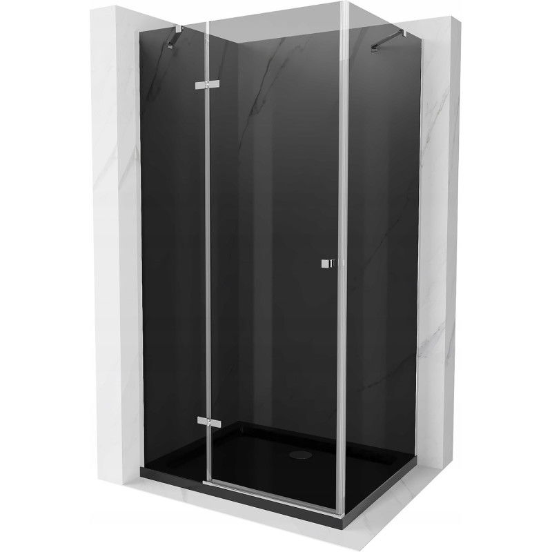 Mexen Roma sprchovací kút s dverami 120 x 90 cm, grafit, chróm + vanička Flat, čierna - 854-120-090-01-40-4070