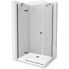 Mexen Roma sprchovací kút kyvný 70 x 90 cm, transparentný, čierny + vanička Flat, biela - 854-070-090-70-00-4010B