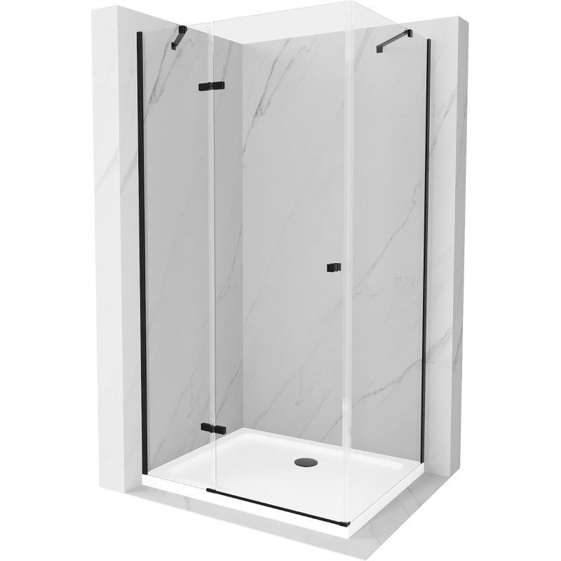 Mexen Roma sprchovací kút 70 x 100 cm, priehľadný, čierny + nízka vanička Flat, biela - 854-070-100-70-00-4010B