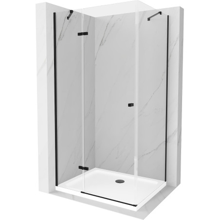 Mexen Roma sklopná sprchová kabína 80 x 100 cm, priehľadná, čierna + vanička Flat, biela - 854-080-100-70-00-4010B