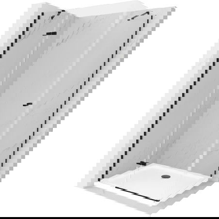 Mexen Roma sprchový kút s otváracou sklom 100 x 80 cm, transparentný, čierny + sprchová vanička Flat, biela