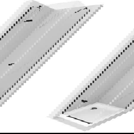 Mexen Roma sprchový kút s otváracími dverami 100 x 100 cm, priehľadný, čierny + vanička Flat, biely