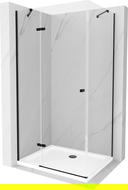 Mexen Roma sprchovací kút výklopný 120 x 90 cm, transparentný, čierny + brodzík Flat, biely - 854-120-090-70-00-4010B