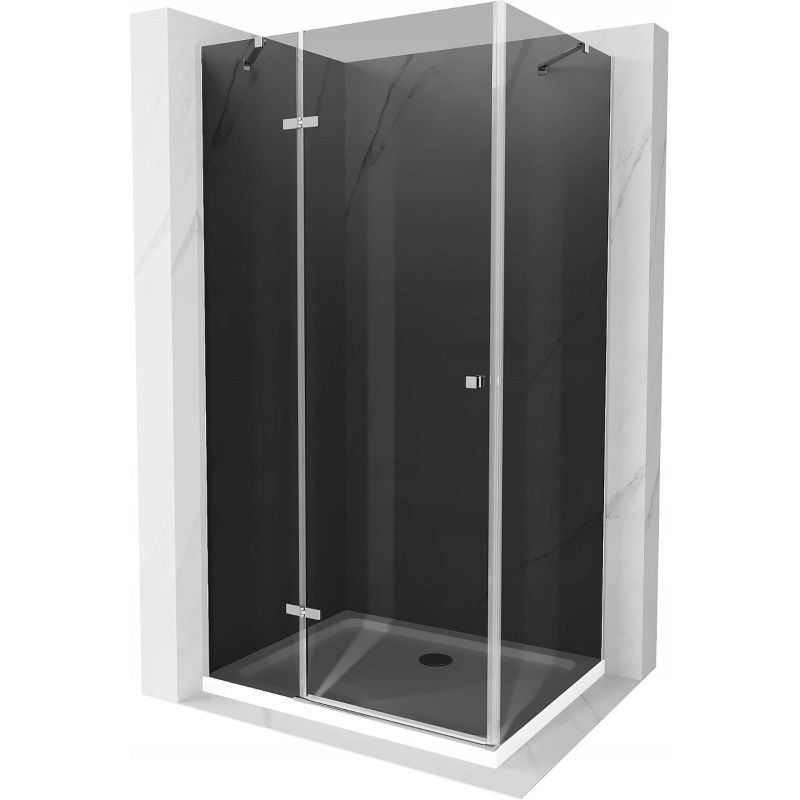 Mexen Roma sprchová kabína výkyvná 70 x 80 cm, grafit, chróm + vanička Flat, biela - 854-070-080-01-40-4010