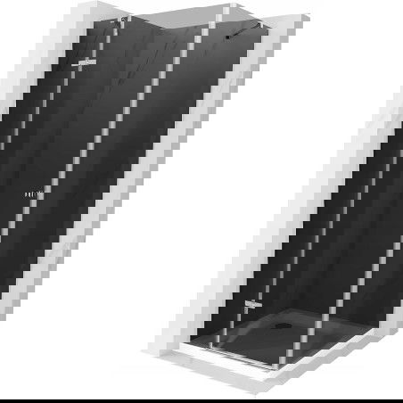 Mexen Roma sprchová kabína otváracia 90 x 90 cm, grafit, chróm + vanička Flat, biela - 854-090-090-01-40-4010