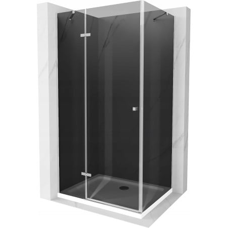 Mexen Roma sprchový kút otočný 100 x 70 cm, grafit, chróm + vanička Flat, biela - 854-100-070-01-40-4010