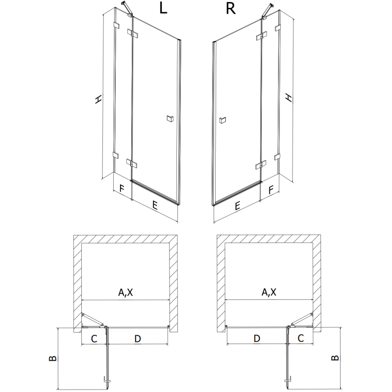 Mexen Lunar sprchové dvere otvárateľné pravé 140 cm, transparentné, biele - 834-140-000-20-00-P
