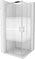 Mexen Rio štvorcový sprchovací kút 80 x 80 cm, biele pruhy, chróm - 860-080-080-01-20