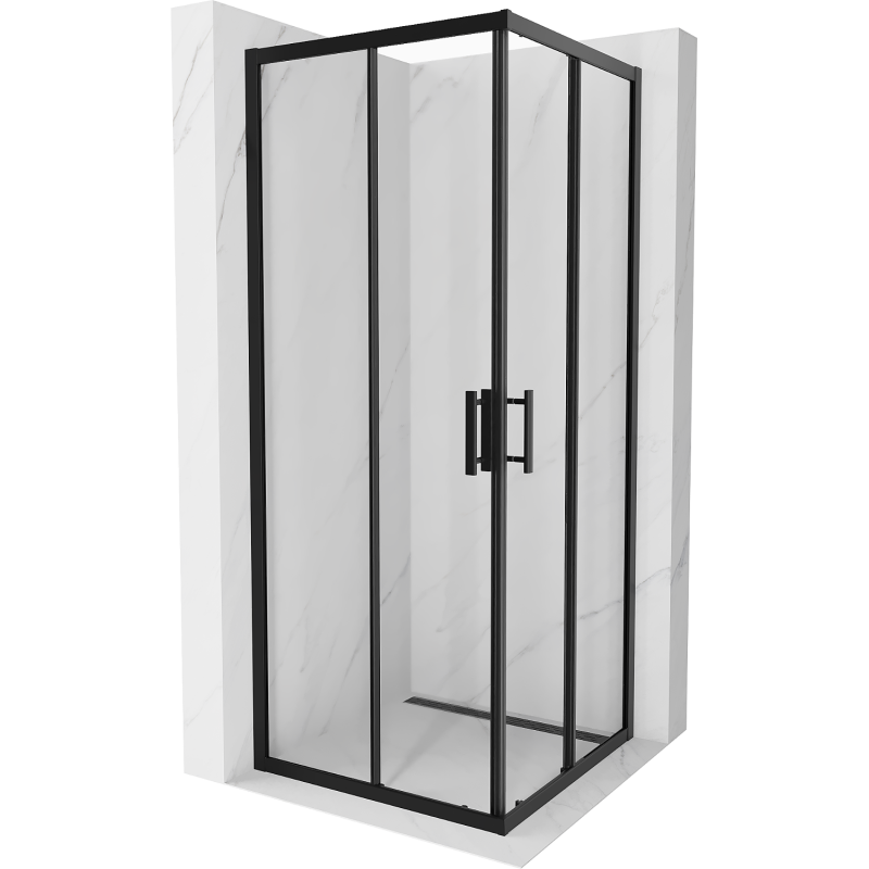 Mexen Rio štvorcový sprchový kút 80 x 80 cm, priehľadný, čierny - 860-080-080-70-00