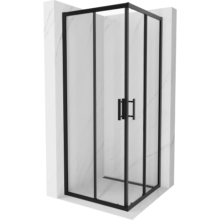 Mexen Rio štvorcový sprchový kút 80 x 80 cm, priehľadný, čierny - 860-080-080-70-00