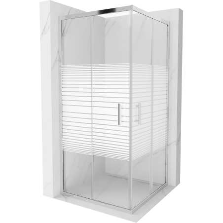 Mexen Rio štvorcová sprchová kabína 90 x 90 cm, pruhy, chrómová - 860-090-090-01-20