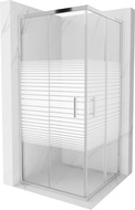 Mexen Rio štvorcový sprchový kút 90 x 90 cm, biele pruhy, chróm - 860-090-090-01-20