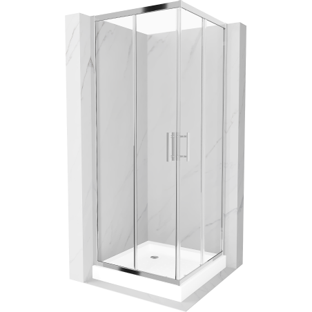 Mexen Rio štvorcový sprchový kút 80 x 80 cm, priehľadný, chróm + sprchová vanička , biela - 860-080-080-01-00-4510