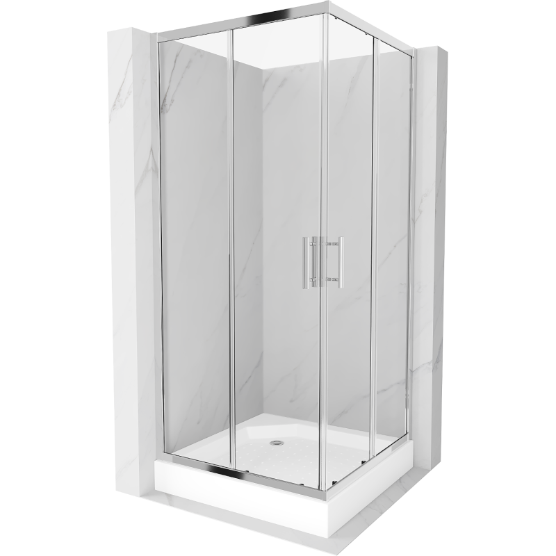 Mexen Rio štorcová sprchová kabína 90 x 90 cm, transparentná, chróm + vanička, biela - 860-090-090-01-00-4510