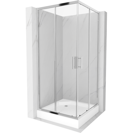 Mexen Rio štorcová sprchová kabína 90 x 90 cm, transparentná, chróm + vanička, biela - 860-090-090-01-00-4510