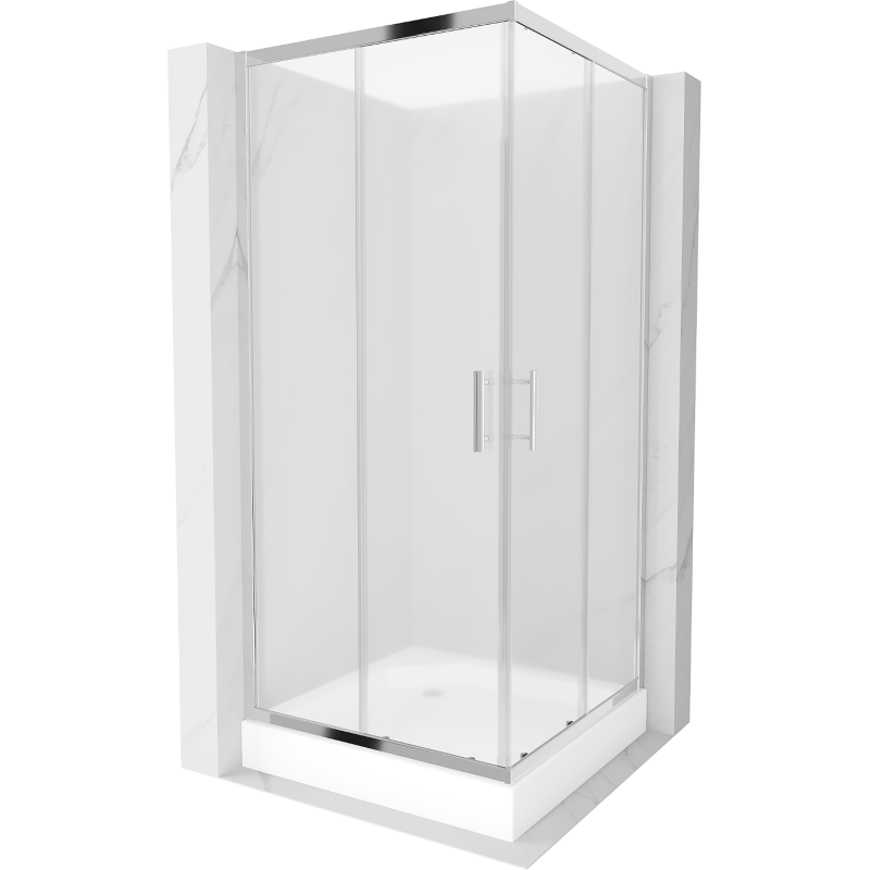 Mexen Rio štvorcový sprchovací kút 90 x 90 cm, mráz, chróm + vanička Rio, biela - 860-090-090-01-30-4510
