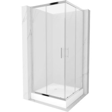 Mexen Rio štvorcová sprchová kabína 90 x 90 cm, námraza, chróm + brodzik, biela - 860-090-090-01-30-4510