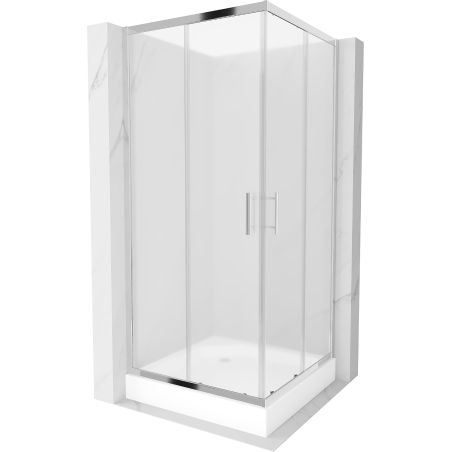 Mexen Rio štvorcový sprchovací kút 90 x 90 cm, mráz, chróm + vanička Rio, biela - 860-090-090-01-30-4510