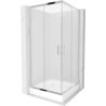 Mexen Rio štvorcová sprchová kabína 90 x 90 cm, námraza, chróm + brodzik, biela - 860-090-090-01-30-4510