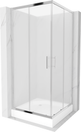 Mexen Rio štvorcová sprchová kabína 90 x 90 cm, námraza, chróm + brodzik, biela - 860-090-090-01-30-4510