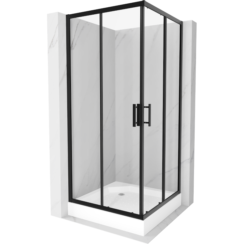 Mexen Rio štvorcová sprchová kabína 90 x 90 cm, transparentnéné, čierna + závesný bidet Rio, biela- 860-090-090-70-00-4510