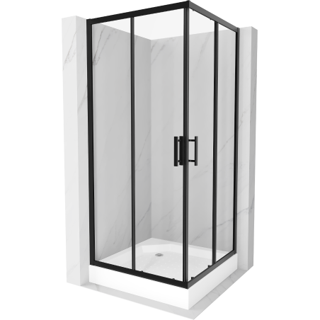 Mexen Rio štvorcový sprchovací kút 90 x 90 cm, transparentný, čierny + sprchová vanička, biela - 860-090-090-70-00-4510