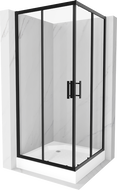 Mexen Rio štvorcový sprchovací kút 90 x 90 cm, transparentný, čierny + sprchová vanička, biela - 860-090-090-70-00-4510