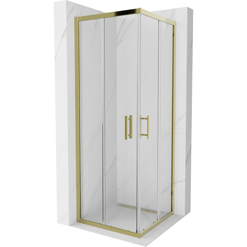 Mexen Rio štvorcový sprchový kút 70 x 70 cm, transparentný, zlatý - 860-070-070-50-00