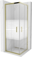 Mexen Rio štvorcová sprchová kabína 70 x 70 cm, biele pruhy, zlatá - 860-070-070-50-20