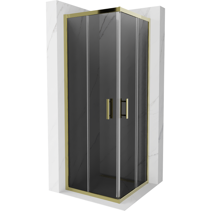 Mexen Rio štvorcová sprchová kabína 70 x 70 cm, grafitová, zlatá - 860-070-070-50-40
