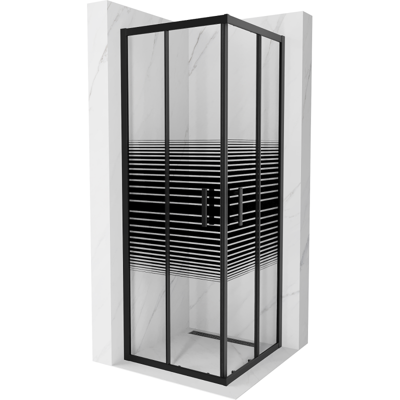 Mexen Rio štvorcový sprchovací kút 70 x 70 cm, čierne pásiky, čierny - 860-070-070-70-20