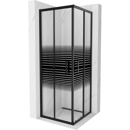 Mexen Rio štvorcový sprchovací kút 70 x 70 cm, čierne pásiky, čierny - 860-070-070-70-20