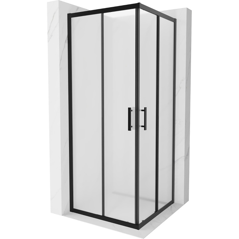 Mexen Rio štvorcový sprchovací kút 80 x 80 cm, mrazený, čierny - 860-080-080-70-30