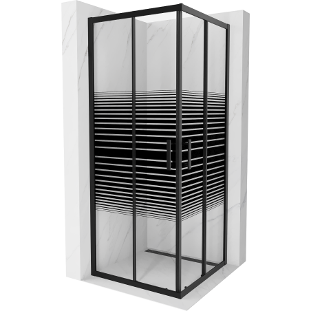 Mexen Rio štvorcový sprchovací kút 80 x 80 cm, čierne pásy, čierny - 860-080-080-70-20