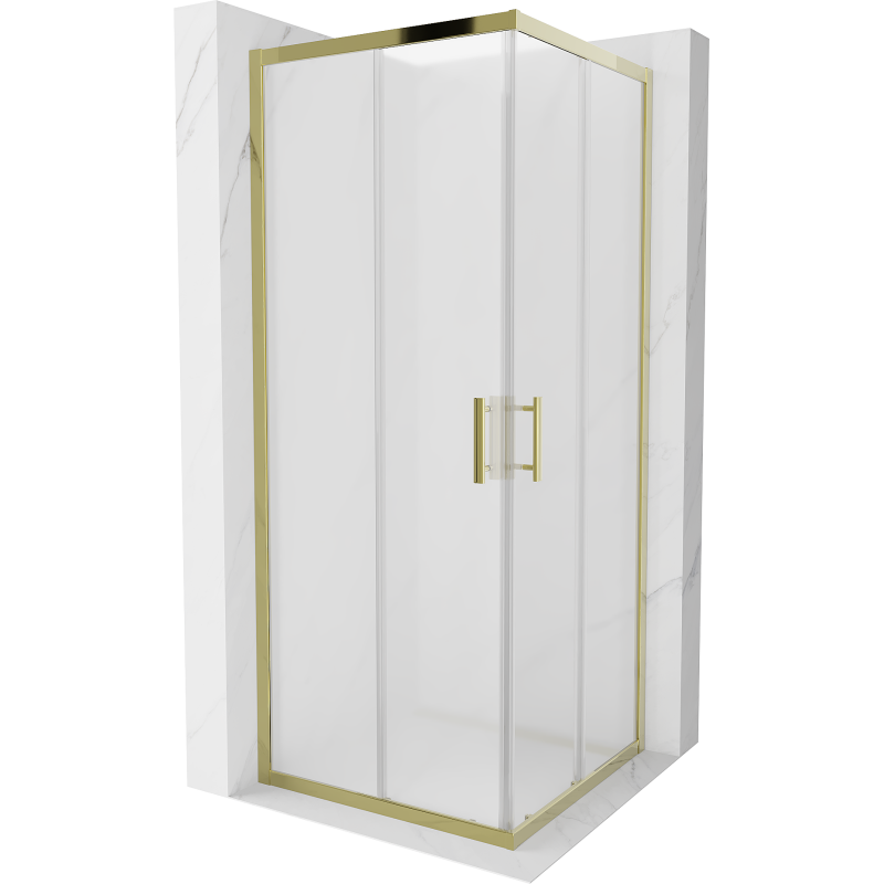 Mexen Rio štvorcový sprchovací kút 80 x 80 cm, matný, zlatý - 860-080-080-50-30