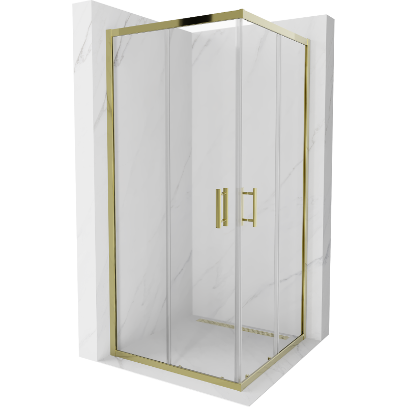 Mexen Rio štvorcový sprchovací kút 90 x 90 cm, priehľadný, zlatý - 860-090-090-50-00