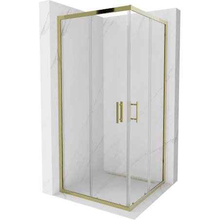 Mexen Rio štvorcový sprchovací kút 90 x 90 cm, priehľadný, zlatý - 860-090-090-50-00