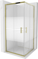 Mexen Rio štvorcový sprchový kút 90 x 90 cm, biele pruhy, zlatý - 860-090-090-50-20