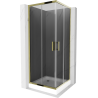 Mexen Rio štvorcová sprchová kabína 80 x 80 cm, grafit, zlatá + sprchová vanička Rio, biela - 860-080-080-50-40-4510