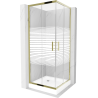 Mexen Rio štvorcová sprchová kabína 80 x 80 cm, pruhy, zlatá + závesný bidet Rio, biela- 860-080-080-50-20-4510