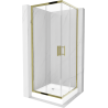 Mexen Rio štvorcový sprchový kút 80 x 80 cm, transparentný, zlatý + sprchová vanička, biela - 860-080-080-50-00-4510