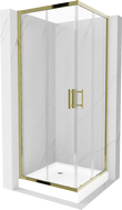 Mexen Rio štvorcový sprchový kút 80 x 80 cm, transparentný, zlatý + sprchová vanička, biela - 860-080-080-50-00-4510