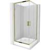 Mexen Rio štvorcová sprchová kabína 90 x 90 cm, transparentnéné, zlatá + závesný bidet Rio, biela- 860-090-090-50-00-4510