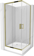 Mexen Rio štvorcová sprchová kabína 90 x 90 cm, transparentná, zlatá + vanička, biela - 860-090-090-50-00-4510