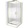 Mexen Rio štvorcová sprchová kabína 90 x 90 cm, pruhy, zlatá + závesný bidet Rio, biela- 860-090-090-50-20-4510