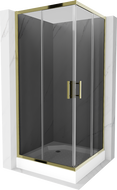 Mexen Rio štvorcová sprchová kabína 90 x 90 cm, grafitová čierna, zlatá + závesný bidet Rio, biela- 860-090-090-50-40-4510